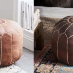 Moroccan leather pouf